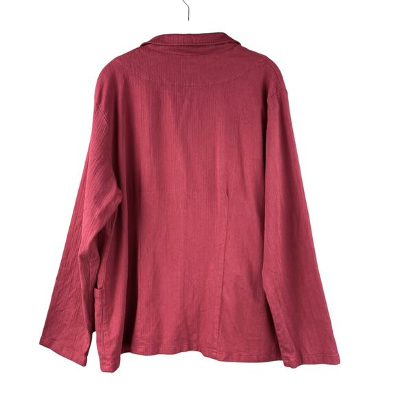 Flax Button Front Canvas Utility Jacket Size M Red Oversized - Picture 6 of 7